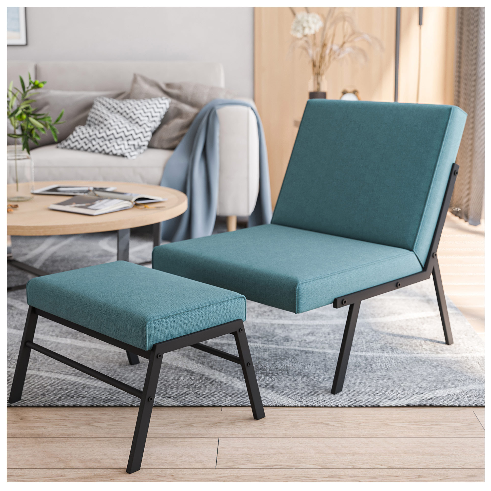 Vinura Modern Living Room Chairs Green Accent Reading Chair With