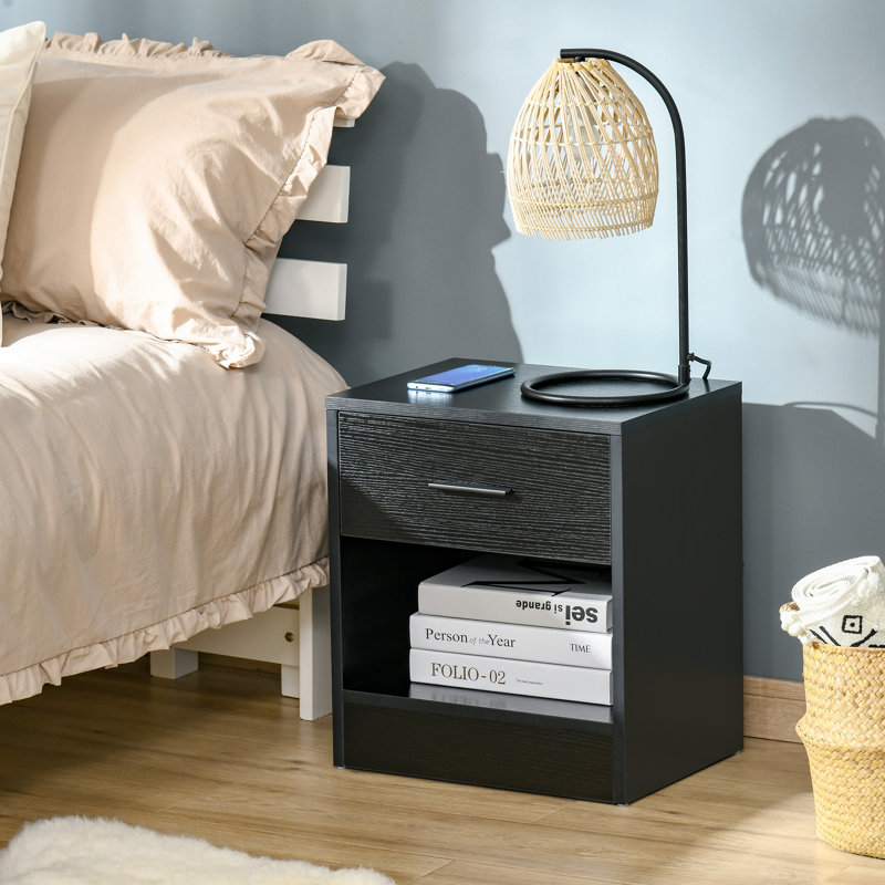Avicia End Table with Storage, Black