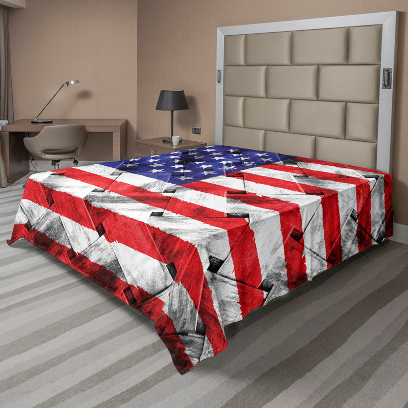 Drap de dessus Ambesonne USA bleu marine, blanc et rouge, Très grand californien