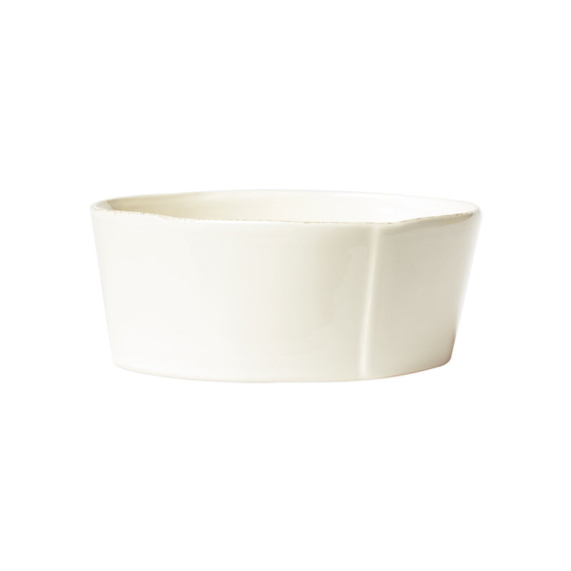 Lastra Stoneware Serving Bowl, Linen, 3.5" H x 8.5" W x 8.5" D