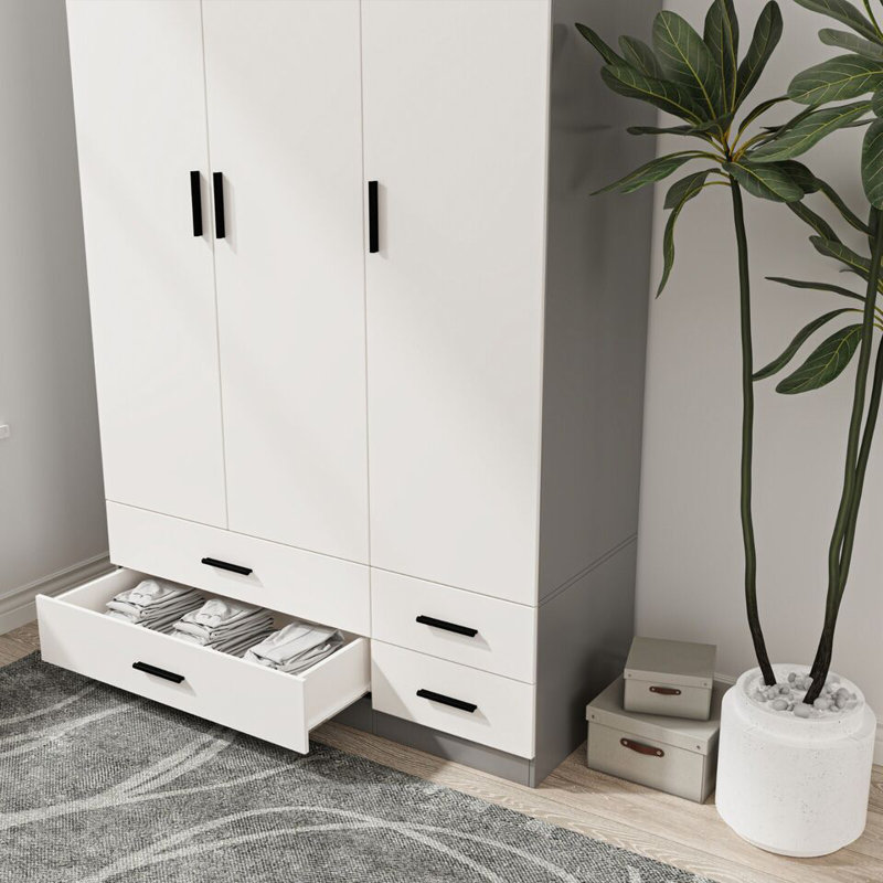 Retonia Manufactured Wood Wardrobe, Grey/White