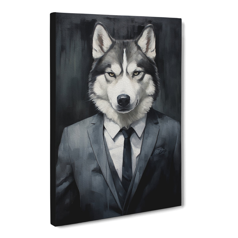 Husky In A Suit - No Frame Print, 60cm H x 40cm W x 3cm D