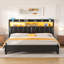 Storage Upholstered PU Headboard With LED Lights & Charging Station-1450114233-1450114236
