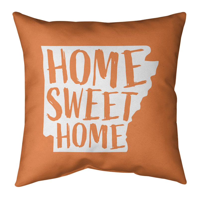 Coussin Home Sweet Alabama, Arkansas, Orange, Polyester sergé