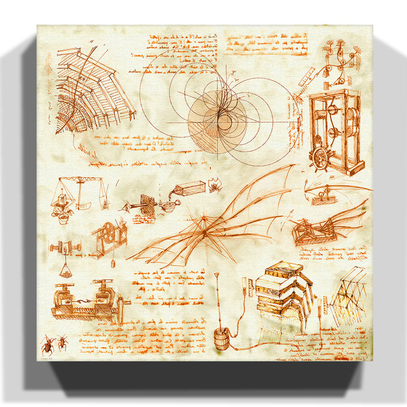 Leonardo Da Vinci - Wrapped Canvas Painting, 35cm H x 35cm W