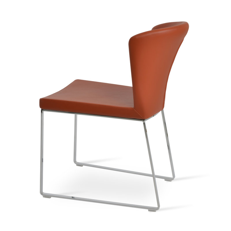 Capri 18'' H Upholstered Metal Side Chair, Brick, Chrome