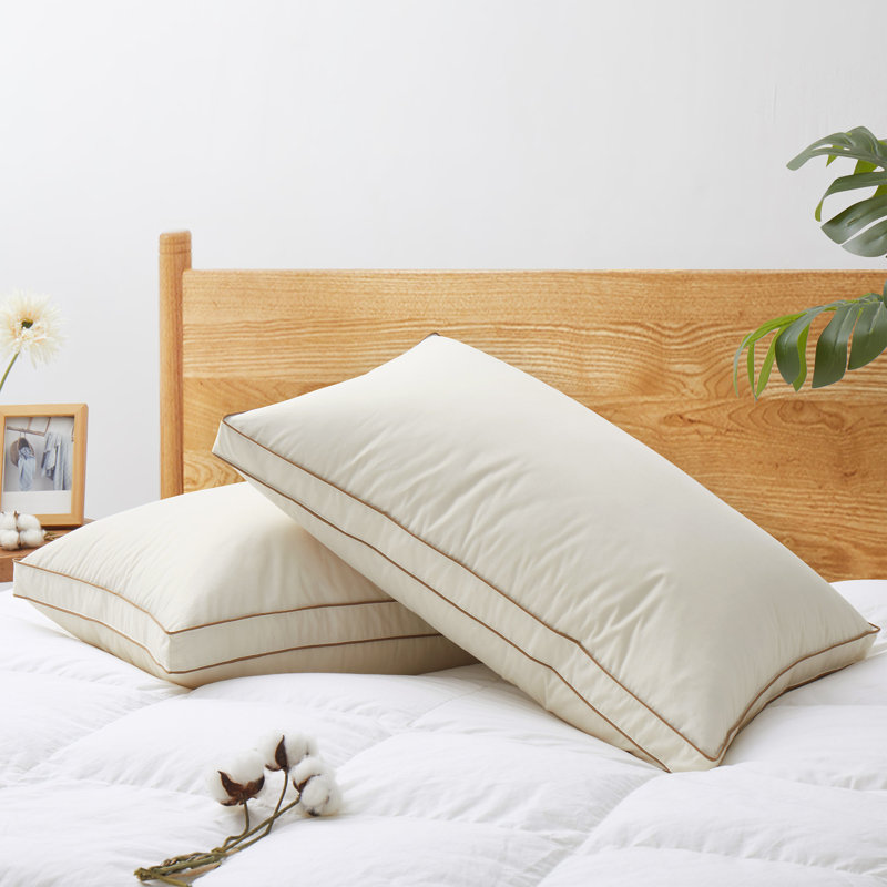 Hotel-Quality White Down & Goose Feather Gusseted Bed Pillow, Standard Pillow: 18" x 26"