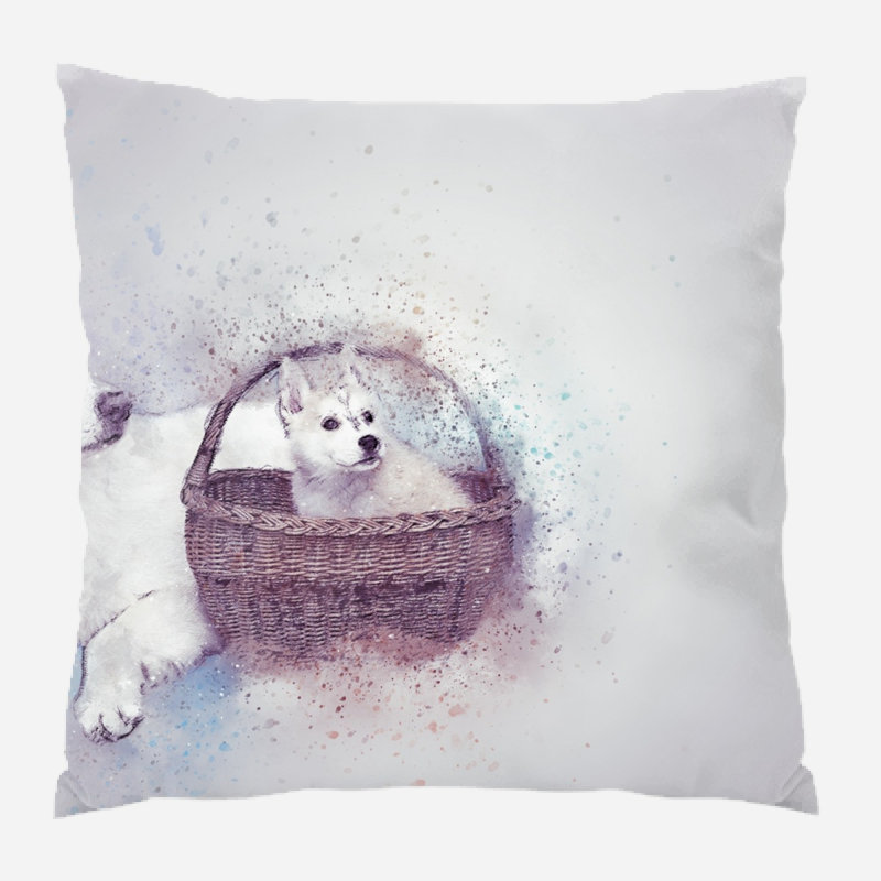 Housse de coussin d'extérieur carré Dylan Dogs, Intérieur, Microsuède