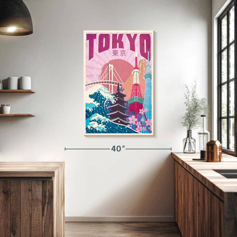 Affiche rétro de Tokyo, H 39 po x l 26 po
