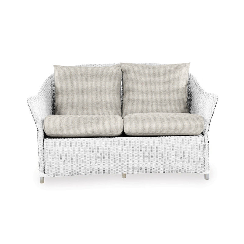 Weekend Retreat Outdoor 2 - Seat Loveseat, White, Bamboo Bay Sky