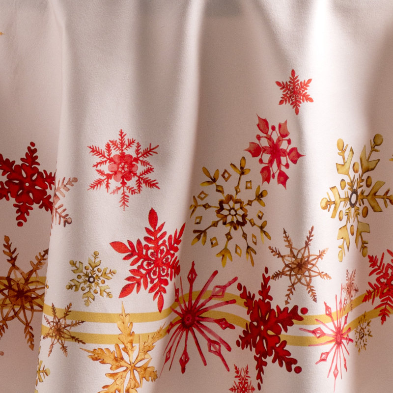 100% Cotton Round Christmas Tablecloth, 63" x 63", Red