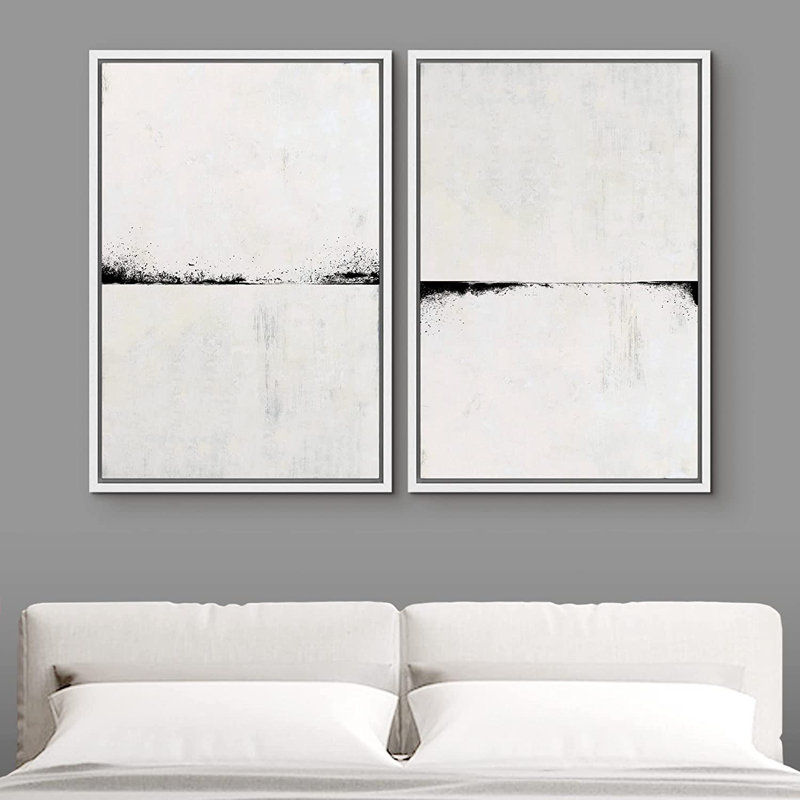 Ensemble de 2 reproductions encadrées sur toile, H 24 po x l 32 po x P 1,5 po, Blanc