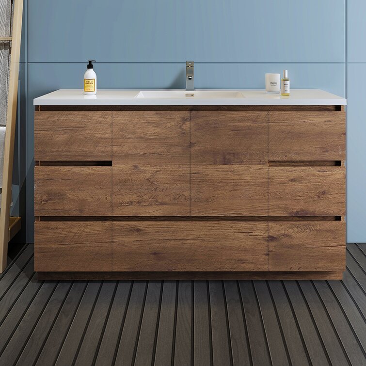 Blancaestela 59.3'' Free-standing Modern Single Bathroom Vanity with Acrylic Vanity Top