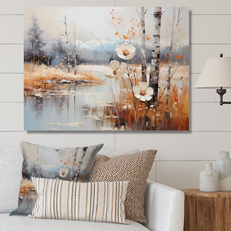 «Snow Flower Charm Evocating» sur toile, Toile tendue, H 12 po x l 20 po x P 1 po