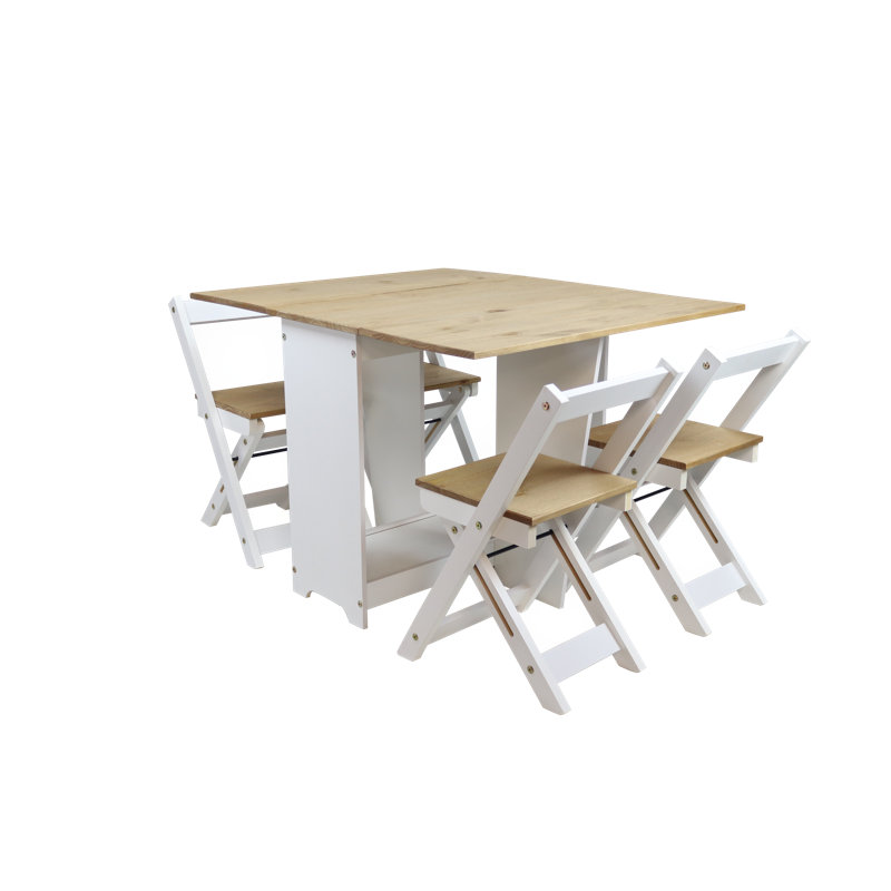 Corona Grey Wax Furniture 4 - Person Drop Leaf Dining Set, White
