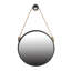 Miroir rond suspendu tendance de 29,5 po avec cadre noir et sangle de corde, décor industriel contemporain pour salle de bain, chambre à coucher ou espace de vie-123508686