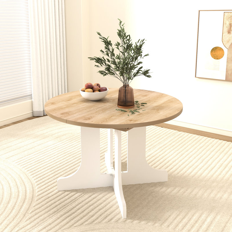 Table de salle à manger Style, ovale extensible 59 po x 43 po avec rallonge amovible, chêne blanc pour la cuisine, base solide,