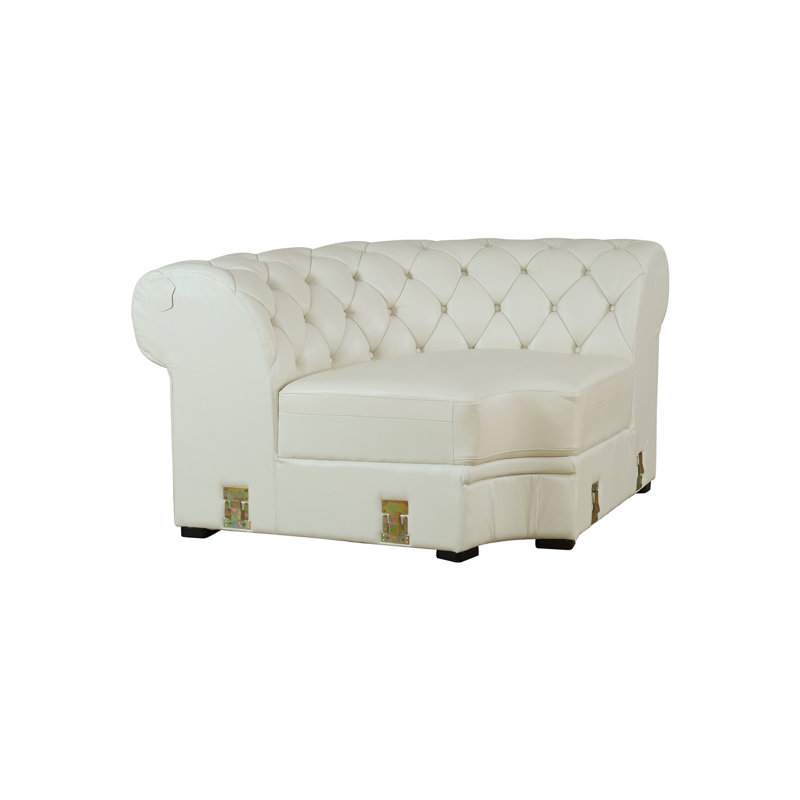Sabria 138'' Leather Sofa, White Genuine Leather