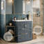 Meuble-lavabo moderne 24 po avec lavabo en céramique intégré, armoire de rangement en bois massif avec 3 tiroirs et 1 porte (noir / bleu)-1284943790