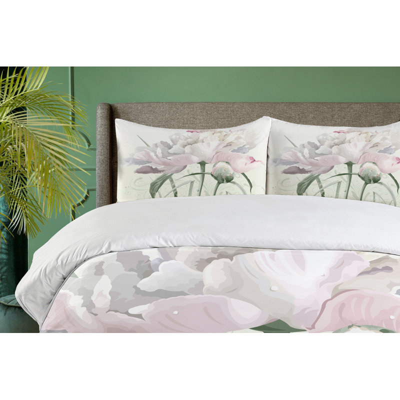 Cottage Americana Polyester Floral Duvet Cover, King Duvet Cover + 2 Shams