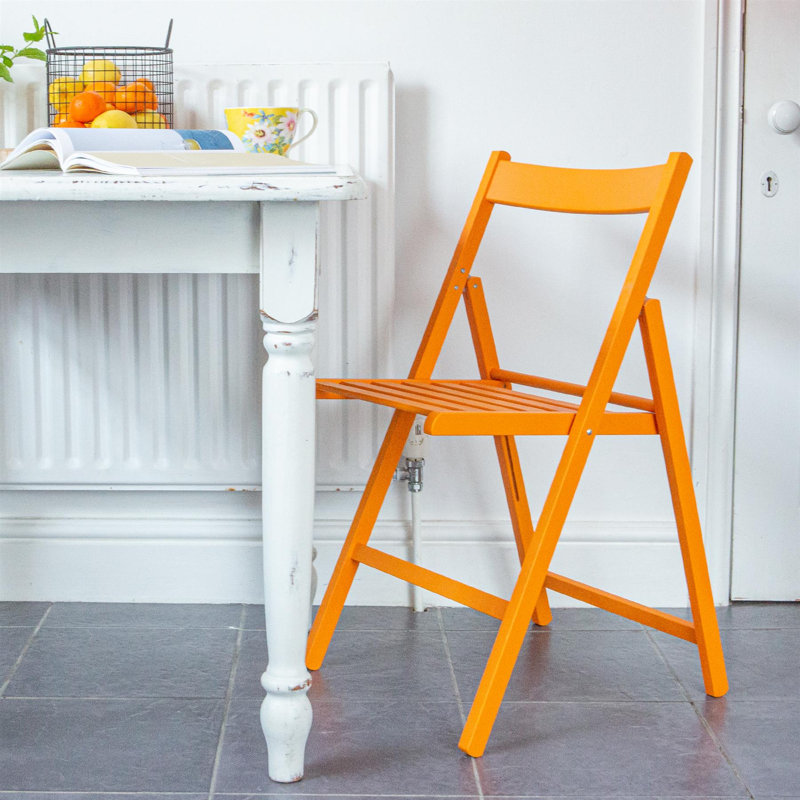 Harbour Housewares - Beech Wood Folding Chair, Orange