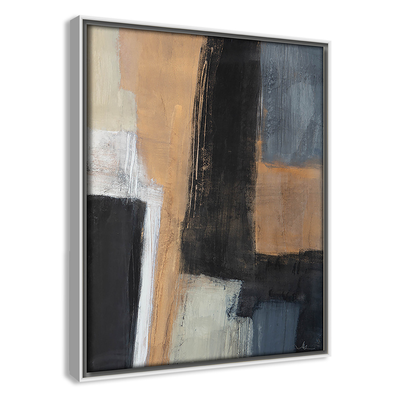 Calderon "Metallic Slate I" Print, 11.5" H x 9.5" W x 2" D, White