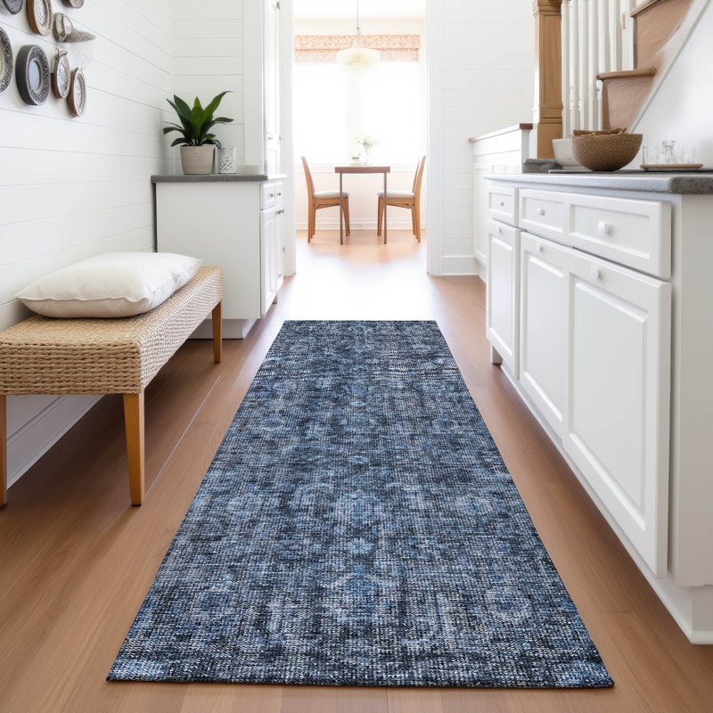 Premium Machine Washable Ducote AMF1145 Damask Rug, Runner 2'3" x 7'6"