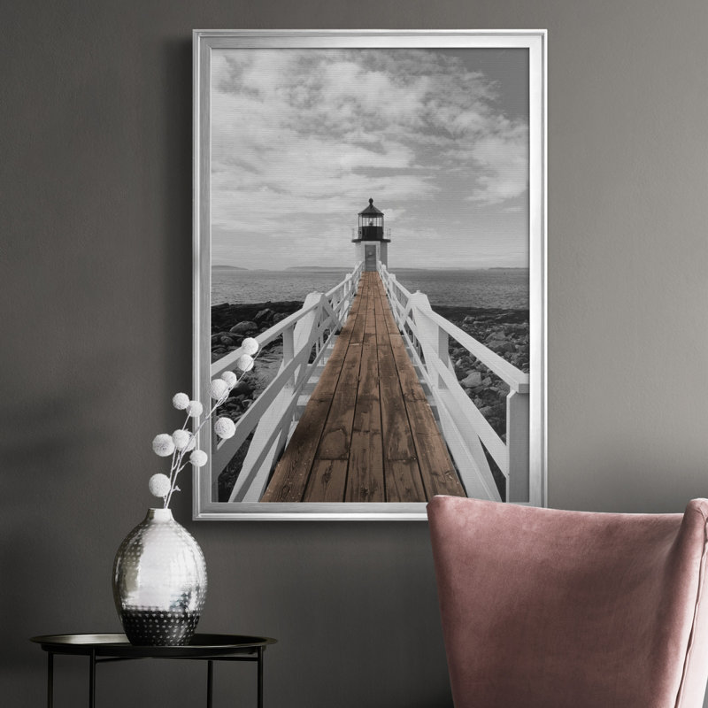 Port Clyde Lighthouse - Photographie de cadre photo sur toile, Argent, H 26,5 po x l 36,5 po x P 1,5 po