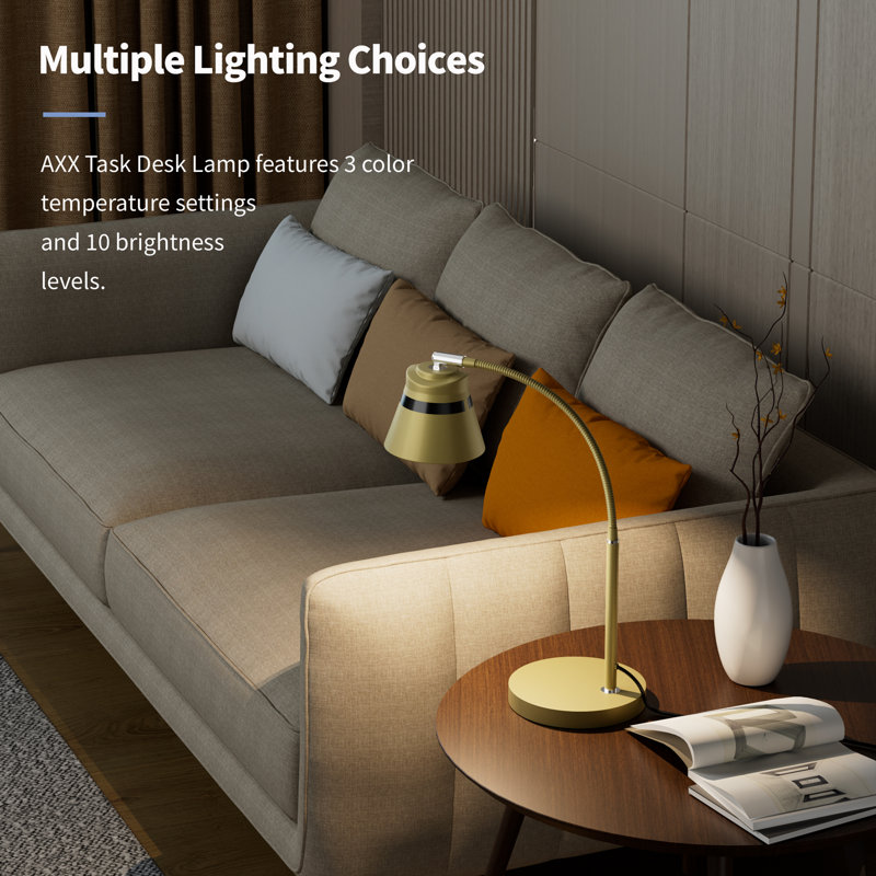 24'' Metal Desk Lamp, Table Light For Home Office/bedroom/college Dorm Room, Led Bulb Included, 1000lm, 3 Color Modes, 10 Dimmable Levels