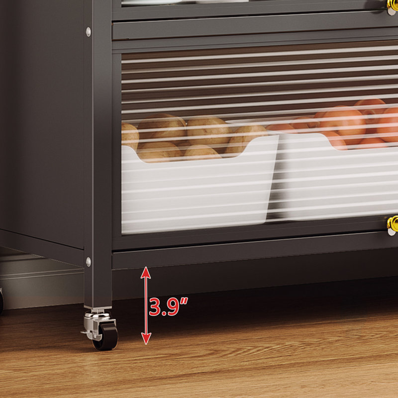 Étagère de rangement en métal gris - poids de 56,88 lb, capacité de charge de 250 kg, roues pivotantes à 360 °, armoire double ouverte pour une économie d'espace dans la cuisine de 17,32 po Largeur, profondeur 3,91, charge, rangement de la porte