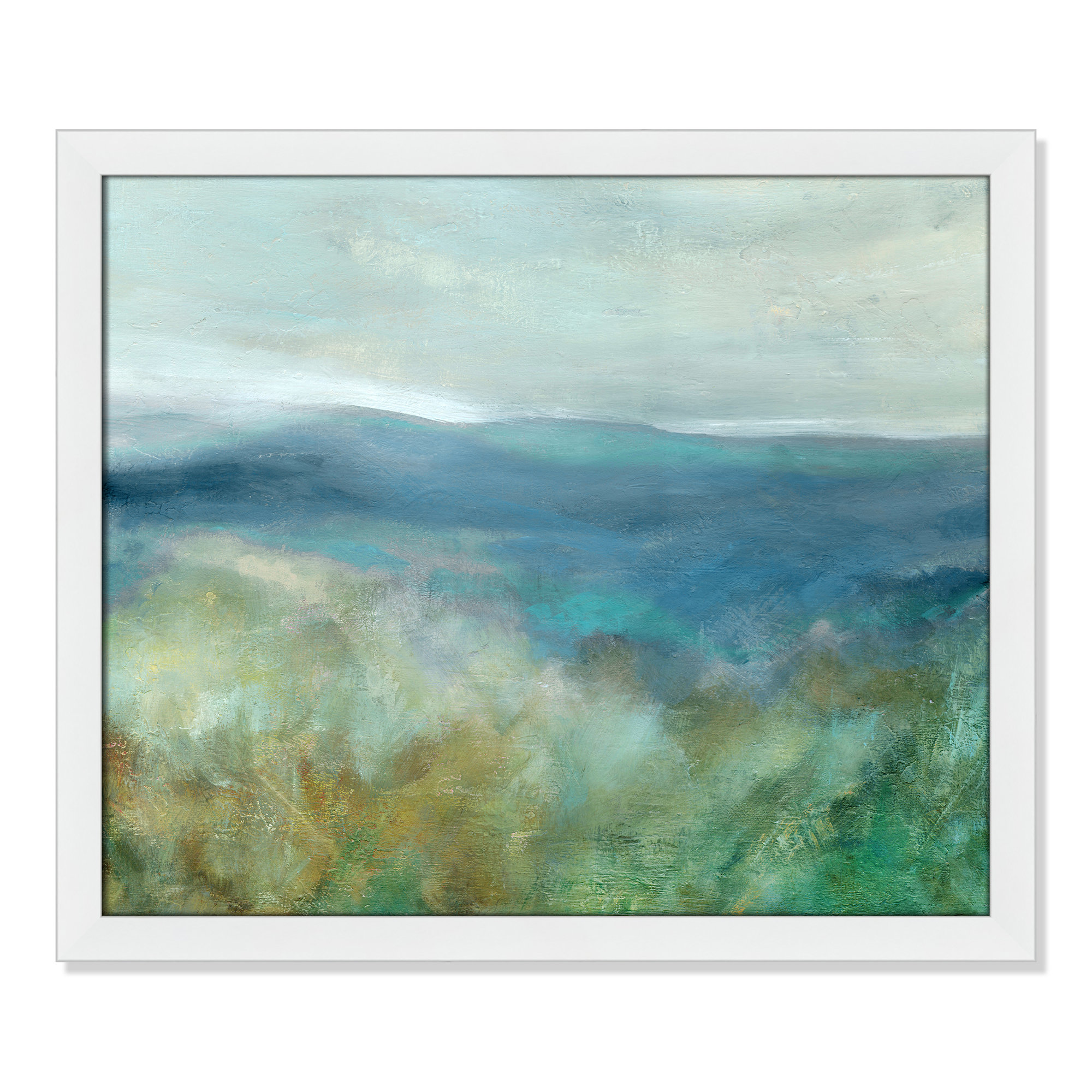 Blue Mountain Overlook - Picture Frame Painting Print, 22.5" H x 26.5" W x 1.12" D, White Framed