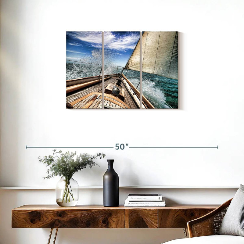 Ensemble de bateau sur toile 3 pièces Port Phillip Bay, H 20 po x l 33 po x P 1,25 po