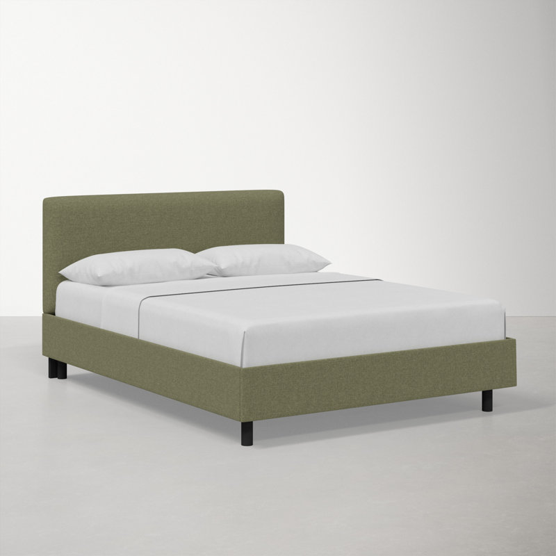 Eisley Upholstered Platform Bed, King, Zuma Laurel Textured Linen