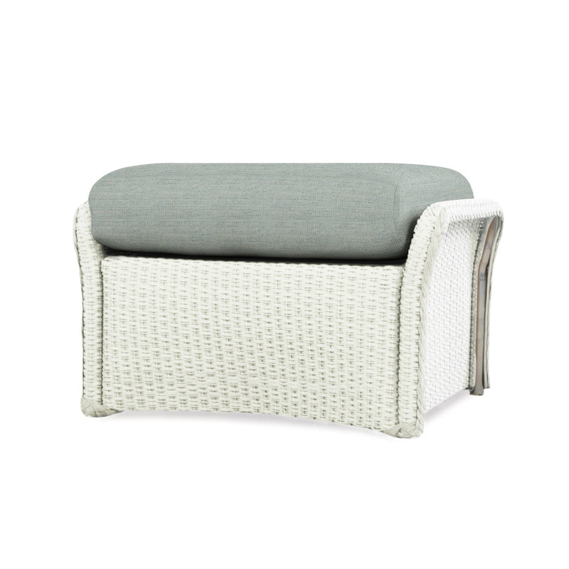 Weekend Retreat Outdoor Ottoman, Demo Mist, White