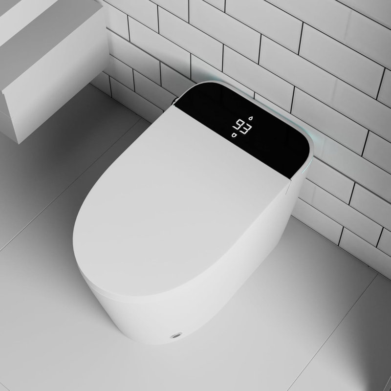 Tankless Smart Toilet With Heated Bidet Seat,Hands-Free Function, Powerful Flush 1.28 GPF, Auto Open/Close/Flush,LED Screen,White