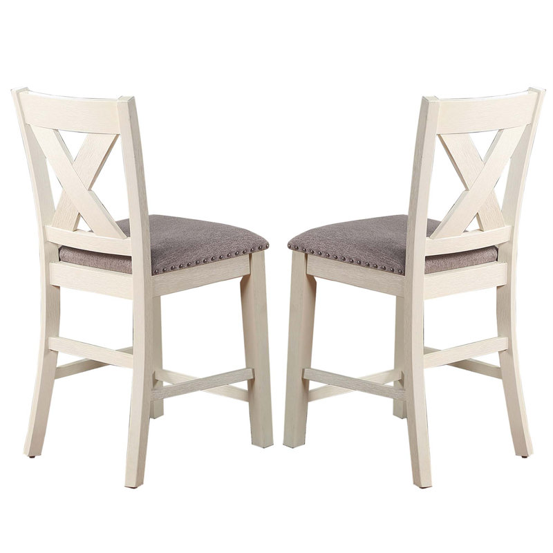 Set Of 2 Counter Hight Chairs With X-Cross Back
