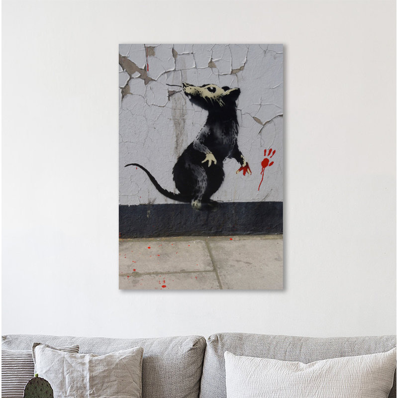 Rat by Banksy - Wrapped Canvas Print, 91 cm H x 61 cm W x 4 cm D