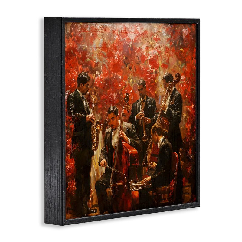 Play More Jazz Performance Framed Giclee, design by Marta Wiley, Midnight Black Giclee Framed, 12" H x 12" W