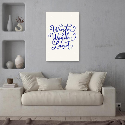 Winter Wonderland Script, fantaisiste, abstrait, paysage d'hiver contemporain, impression d'art mural