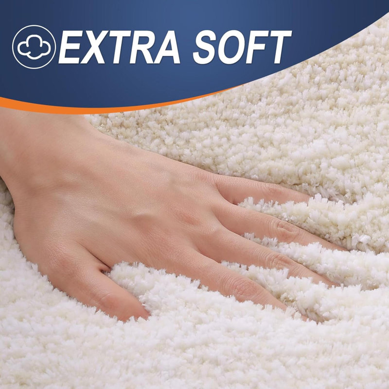Wynnewood Microfiber / Microsuede Non-Slip Bath Rug, Light Beige
