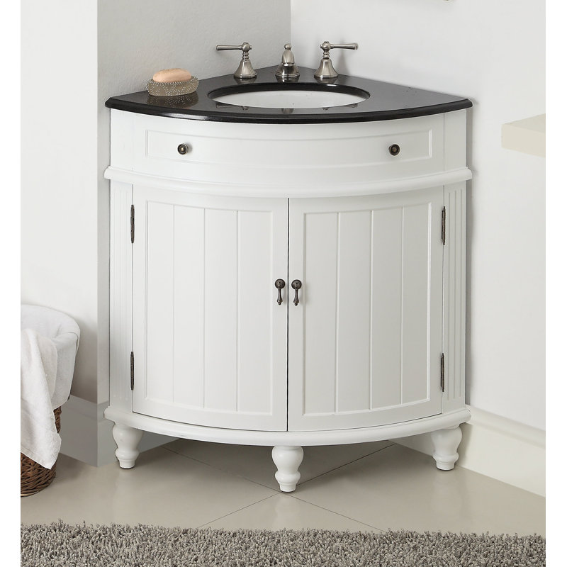 Wilhoite 24'' Single Bathroom Vanity with Top, White, Black