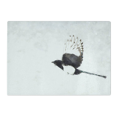 Tempered Glass Magpie in Flight Chopping Board