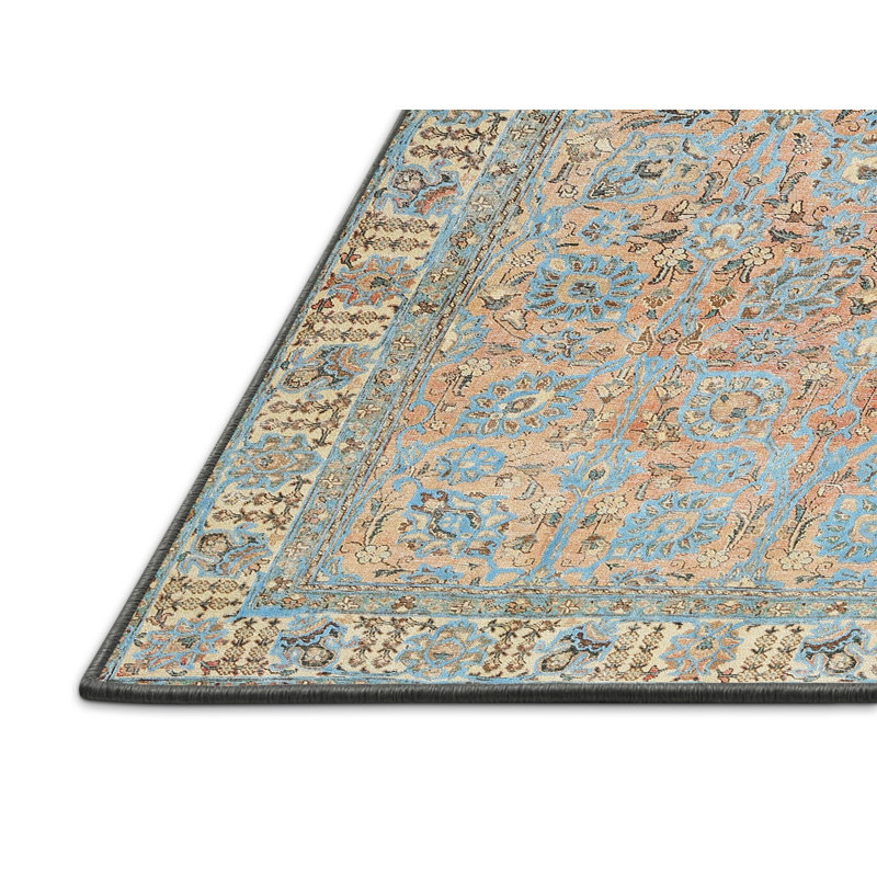 Tapis oriental orange / bleu Rigmor, Rectangle 4 pi x 6 pi