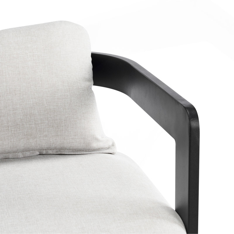 Tabouret de comptoir d'extérieur en aluminium, chaise de bar, structure noire avec coussin gris, ensemble de 2