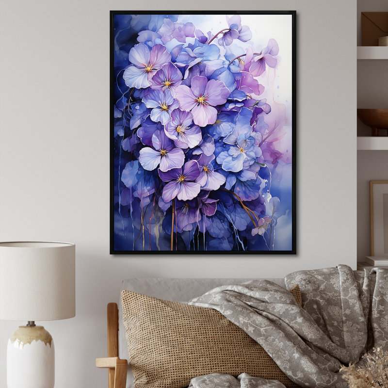 Lavande, fleurs mystérieuses I, H 32 po x l 16 po x P 1 po, Cadre flottant noir