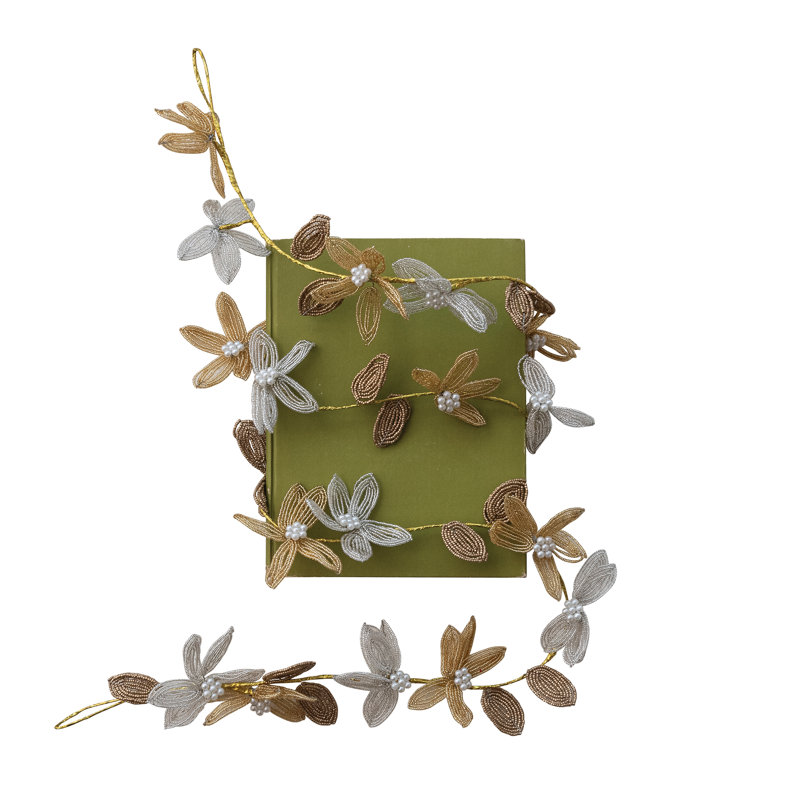 Handblown Glass Blooms Garland with Iron Wire