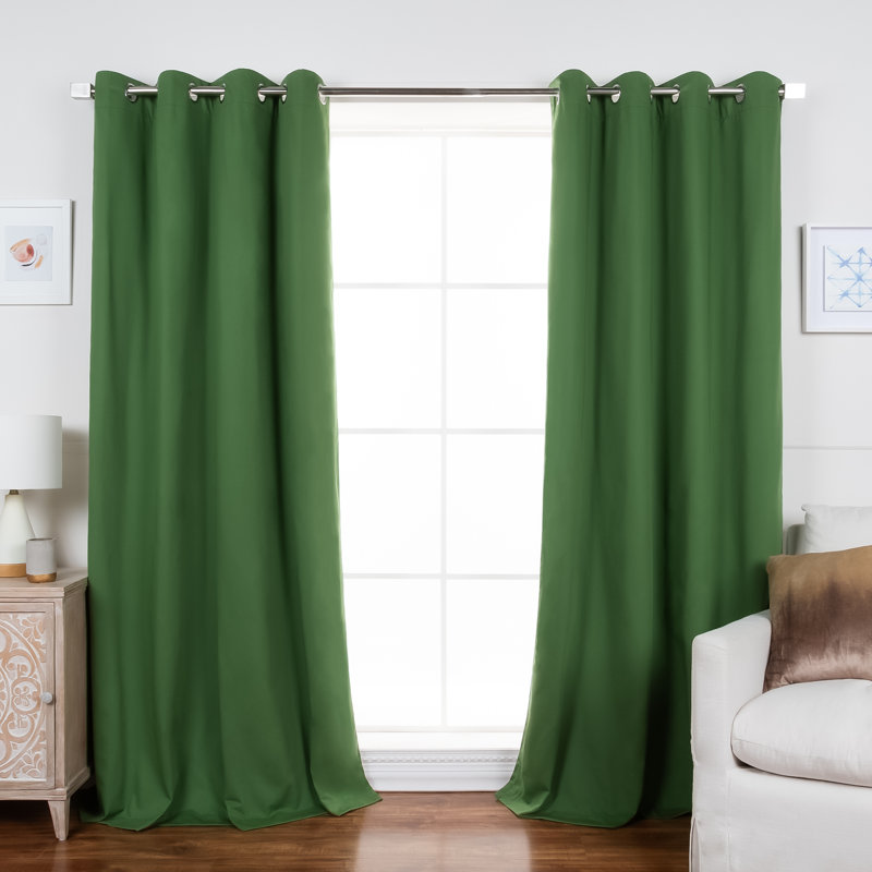 Rideau en mélange de coton, L 52 po x L 84 po, Vert