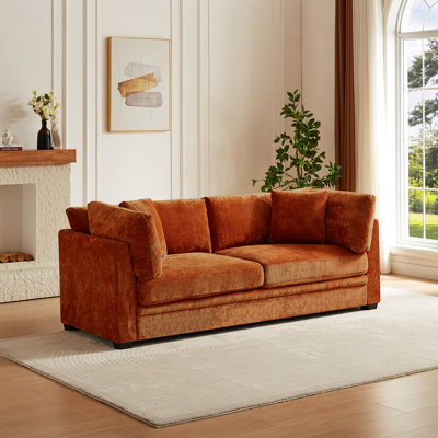 Liora Modern Chenille Upholstered Flared Arm Sofa With Plush Cushions