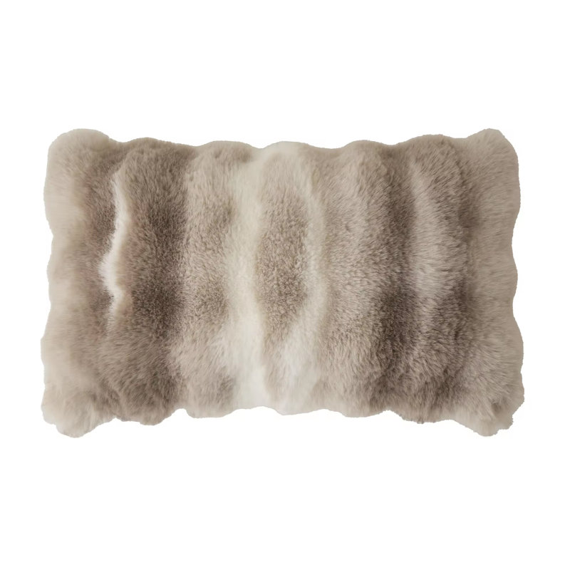 Housse de coussin en fausse fourrure , H 20 po x l 12 po, Gris, Rectangle