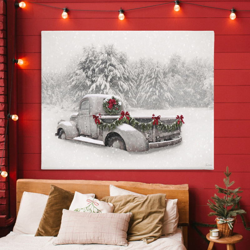 Toile de camion enneigée blanche antique, design par Lori Deiter, H 36 po x l 48 po
